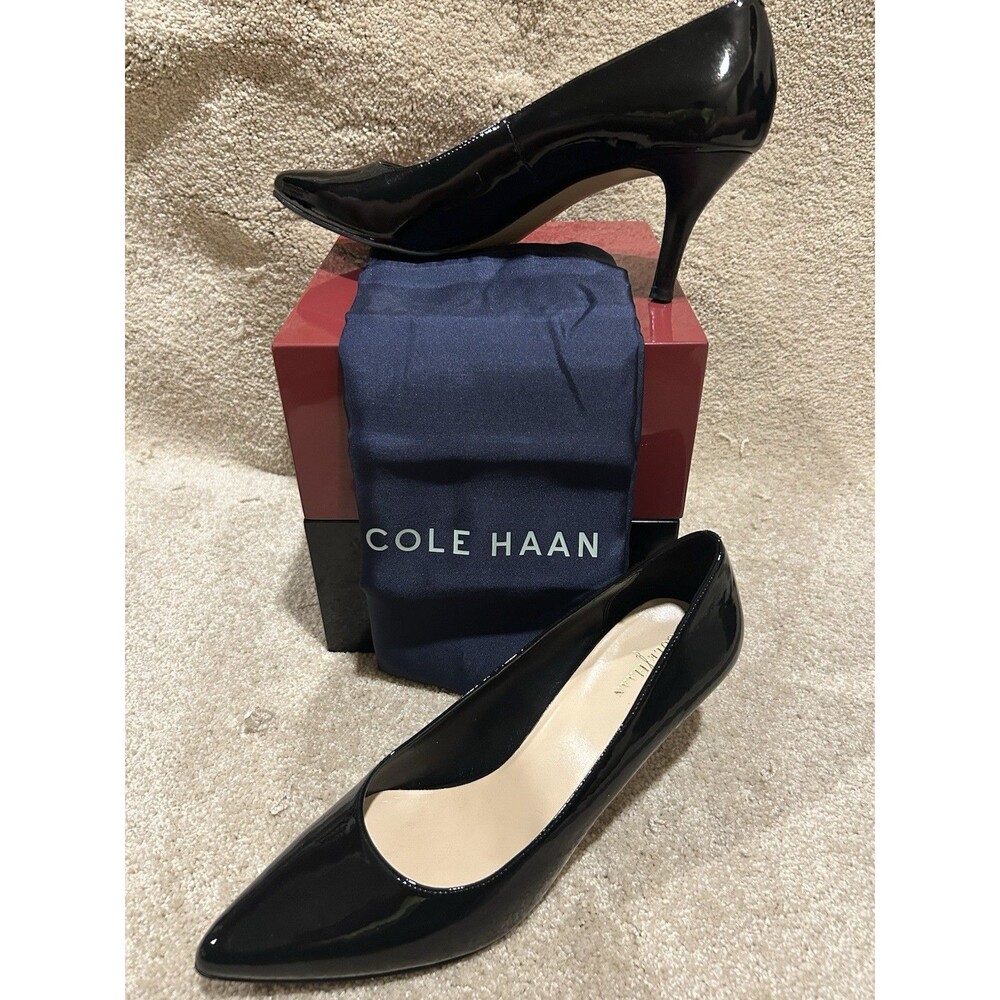 Cole Haan Women’s Size 9 Black Patent Leather Pointed Toe Slip-On Pump Heels